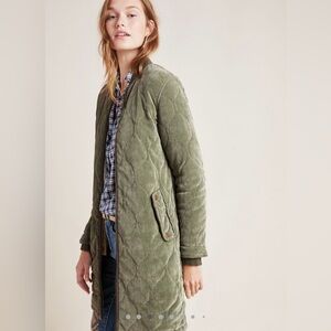 Anthropologies Quilted Corduroy Jacket, sz S, olive